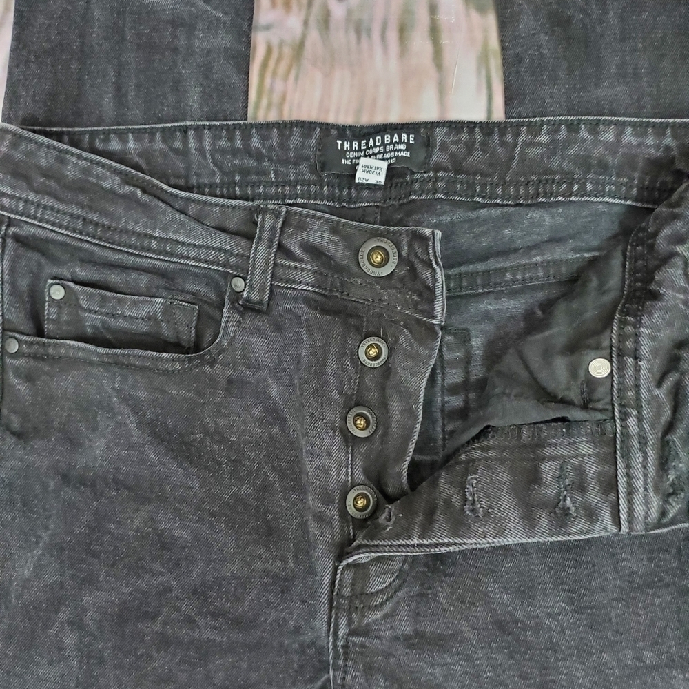 Threadbare Riley Super Skinny Black Washed Jeans - Picture 8 of 14
